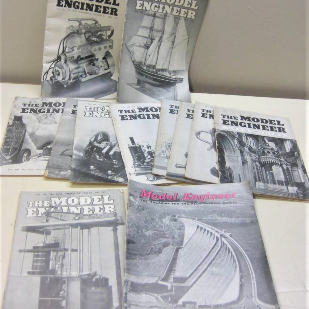 12x 1950's The MODEL ENGINEER Magazine Engine Mechanics Vintage Magazine Antique